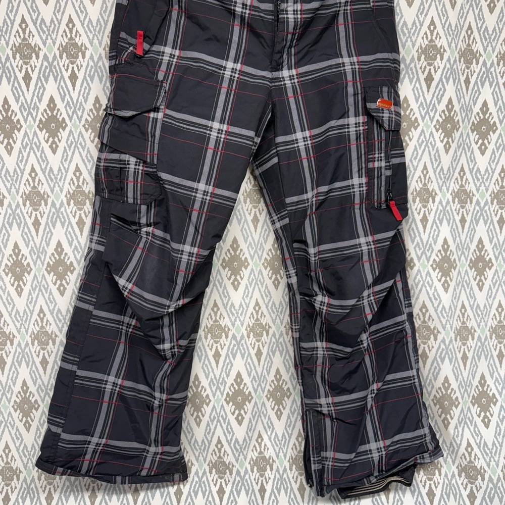 Rip zone Plaid Cargo Snow Pants with Red Accents